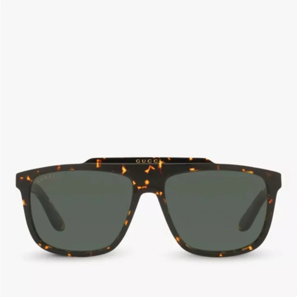 💯- New Authentic Gucci GG1039S Men's Aviator Sunglasses, Tortoise/Green
